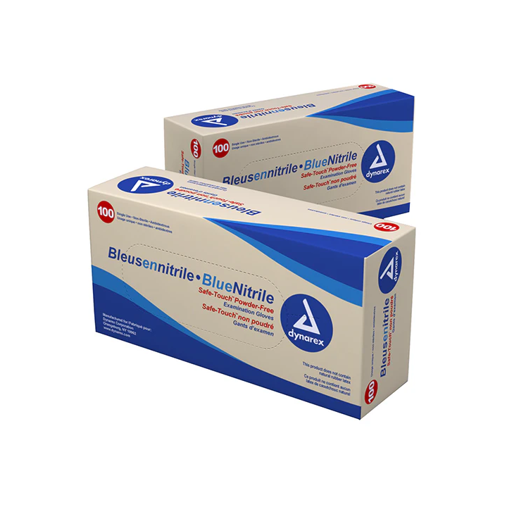 Safe-Touch Blue Nitrile Exam Gloves, Powder-Free (Large)