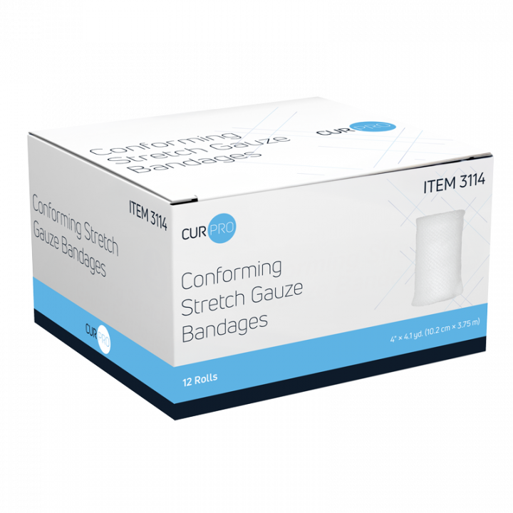 CUR-Pro Conforming Stretch Gauze Bandage, Sterile, 4" x 4.1 yds
