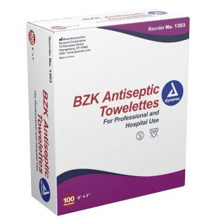 Dynarex BZK Antiseptic Towelette, 10 Boxes of 100
