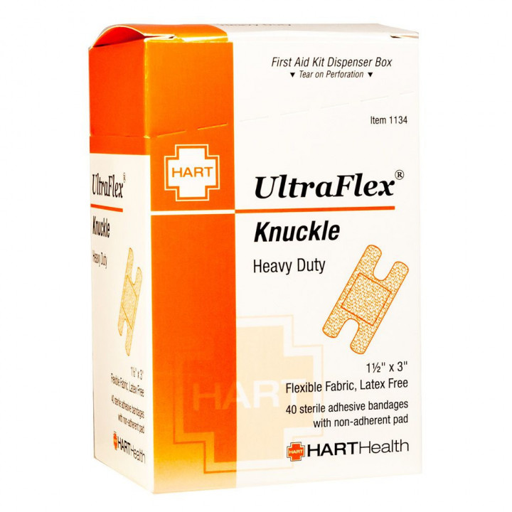 UltraFlex, Knuckle Adhesive Bandages, Heavy Woven Cloth, 1-1/2" x 3" - 40pcs per box