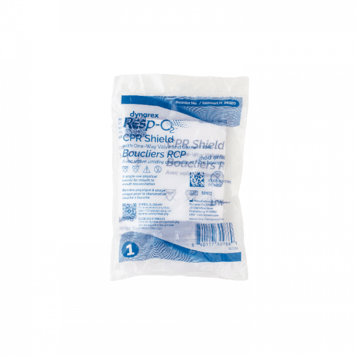 Dynarex CPR Face Shield with One-Way Valve & Barrier Filter – Model 36020